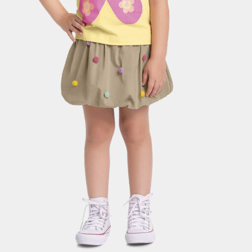 Short Saia Balonê Em Malha Bolinhas coloridas Fakini Feminino