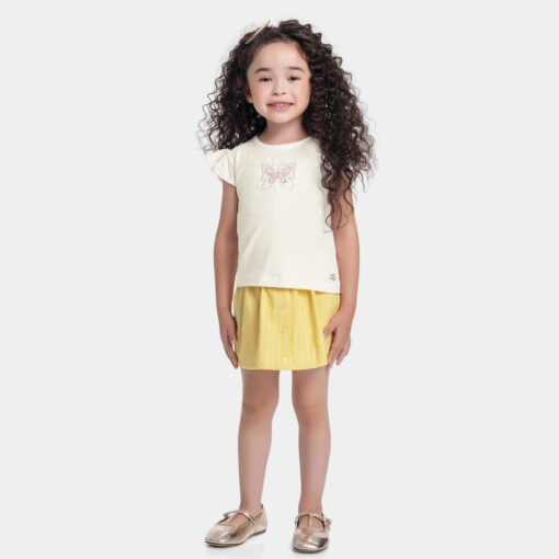 Conjunto Blusa e Short Saia Borboleta Fakini Feminino