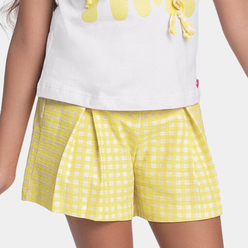 Conjunto Blusa Manga Curta e Shorts Fresh Time Fakini Feminino Branco/Amarelo - Imagem 3