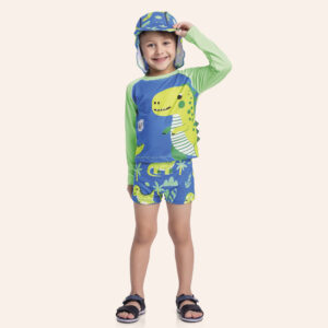 Conjunto Camiseta Manga Longa e Sunga Boxer Surf Time Fakini Masculino - Azul Cobalto