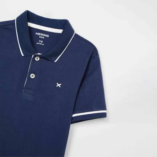 Camisa Polo Manga Curta Azul Piquet Hering - Masculina - Imagem 3