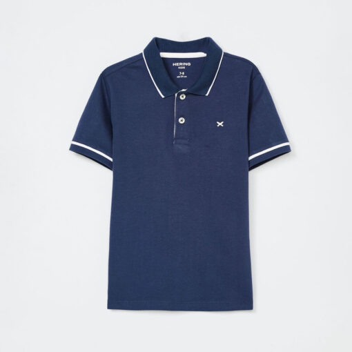 Camisa Polo Manga Curta Azul Piquet Hering - Masculina - Imagem 2