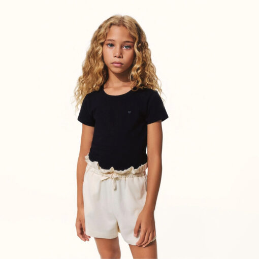 Blusinha Manga Curta Bordado Coração Hering - Feminina