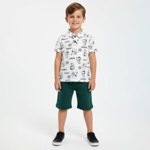 Camiseta Manga Curta com Gola Snoopy Masculina - Bygus