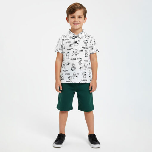 Camiseta Manga Curta com Gola Snoopy Masculina - Bygus