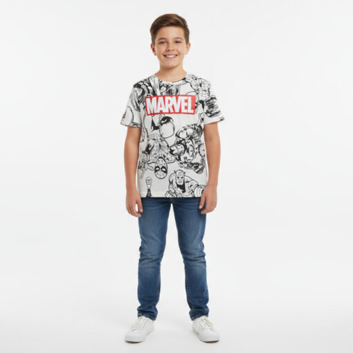Camiseta Manga Curta MARVEL Masculina - Branca